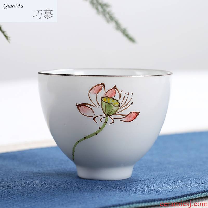 Qiao mu dehua white porcelain hand - made ceramic cups of jade porcelain personal kung fu tea sample tea cup single cup large master CPU