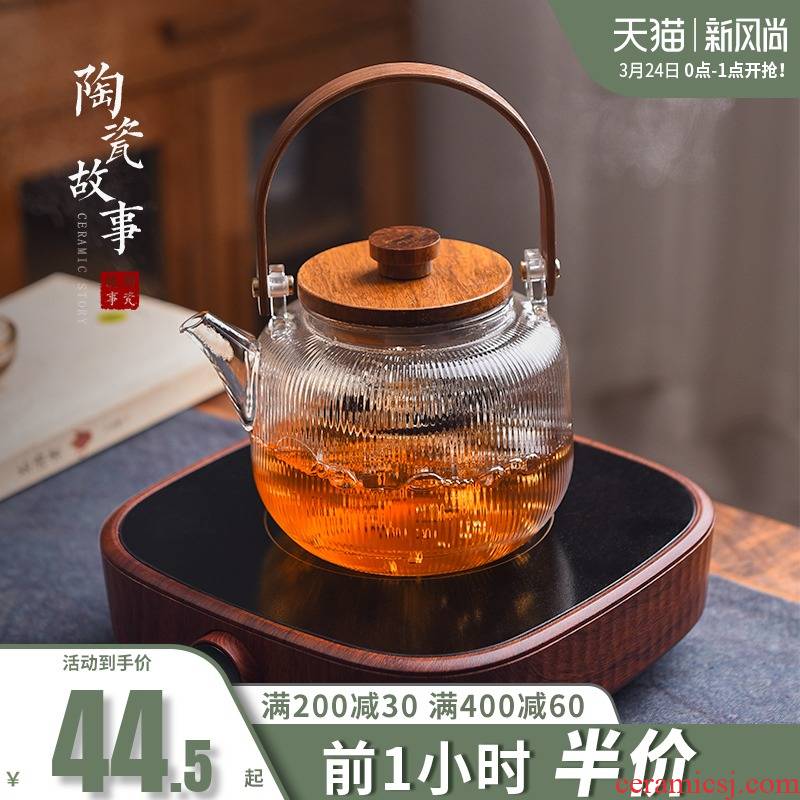Ceramic cooking pot story single pot of electric TaoLu boiled tea boiled tea stove glass tea set more heat kettle