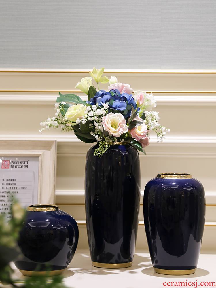 Light European - style key-2 luxury mesa of jingdezhen ceramic vases, dried flower simulation flowers sitting room TV ark, flower adornment furnishing articles