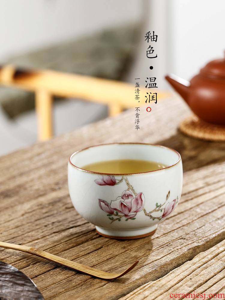 Jingdezhen pure manual master kung fu tea cup single CPU ceramic tea set a single hand - made demand cup sample tea cup