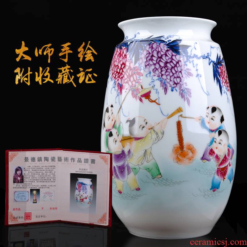 Jingdezhen ceramics new Chinese hand - made vases, tong qu home sitting room porch decoration flower arranging furnishing articles