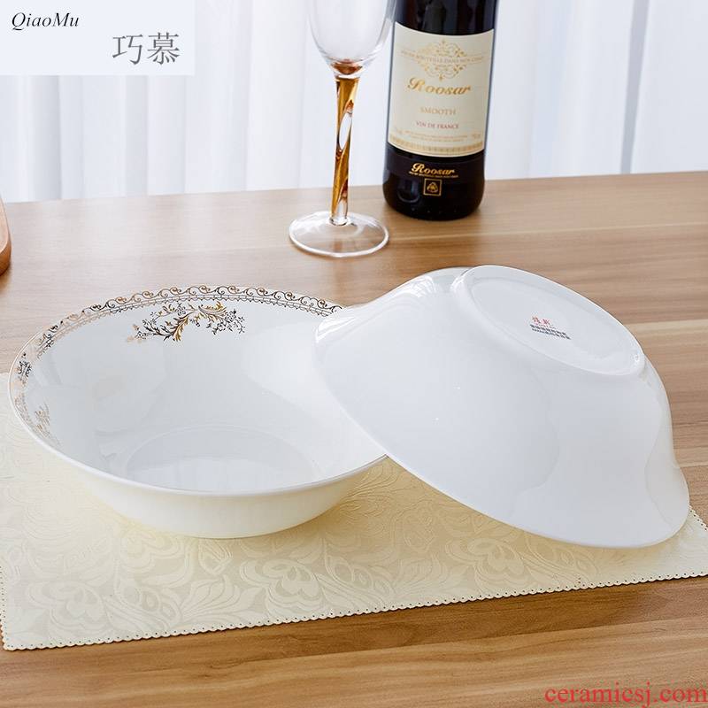 Qiao mu 9 inches large soup bowl ipads China jingdezhen 9 inches hat to bowl of salad bowl Korean creative up phnom penh household