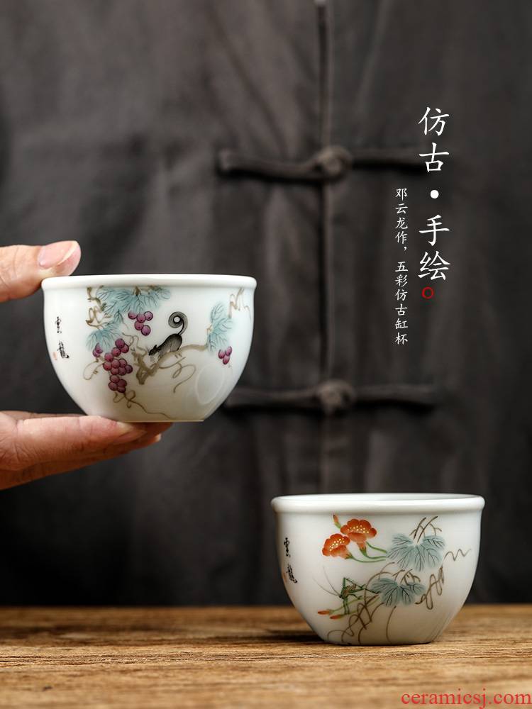 Pure manual kung fu tea set ceramic masters cup single CPU jingdezhen hand - made sample tea cup tea urn only antique tea cups