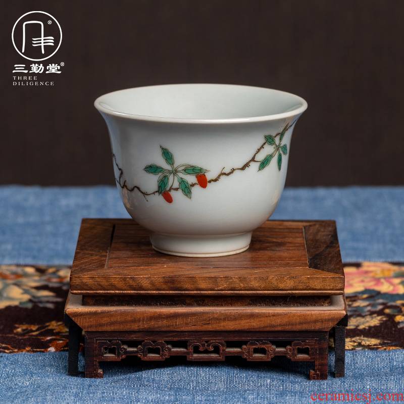 The three frequently plant ash of jingdezhen ceramic cups kung fu tea set sample tea cup hand - made S42254 literati, small single CPU