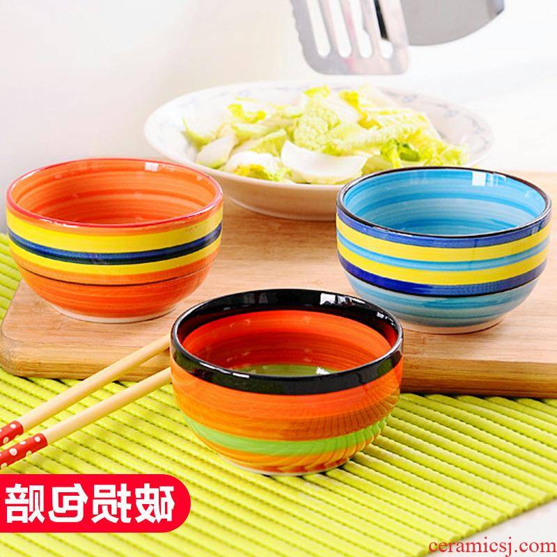 The kitchen creative ceramic bowl bowl of Korean rainbow household bowls of rice bowls Japanese rainbow such as bowl bowl of soup bowl mercifully suit