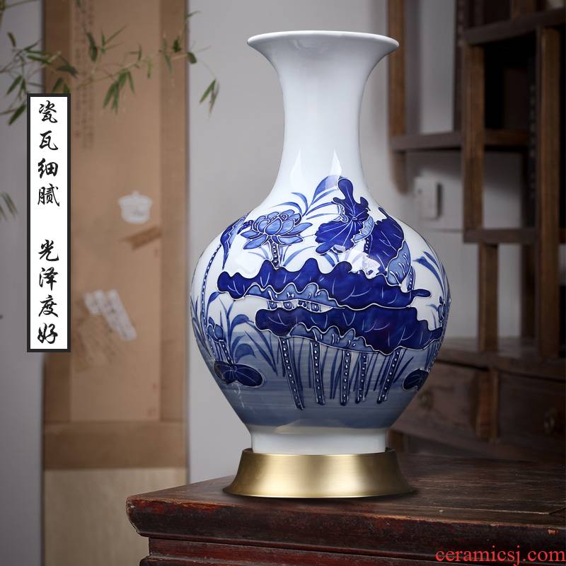 Jingdezhen blue and white design furnishing articles of modern Chinese style household, sitting room porch lotus decoration ceramics craft vase