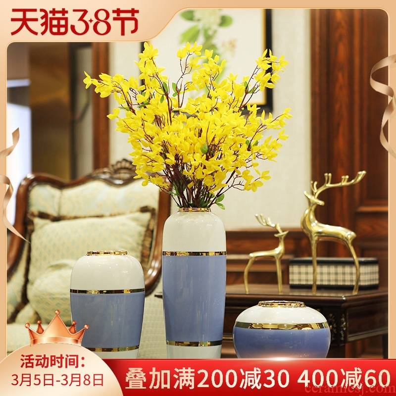 New Chinese style ceramic vase flower arranging dried flowers simulation flower, TV ark, place of the sitting room porch European simple decorations