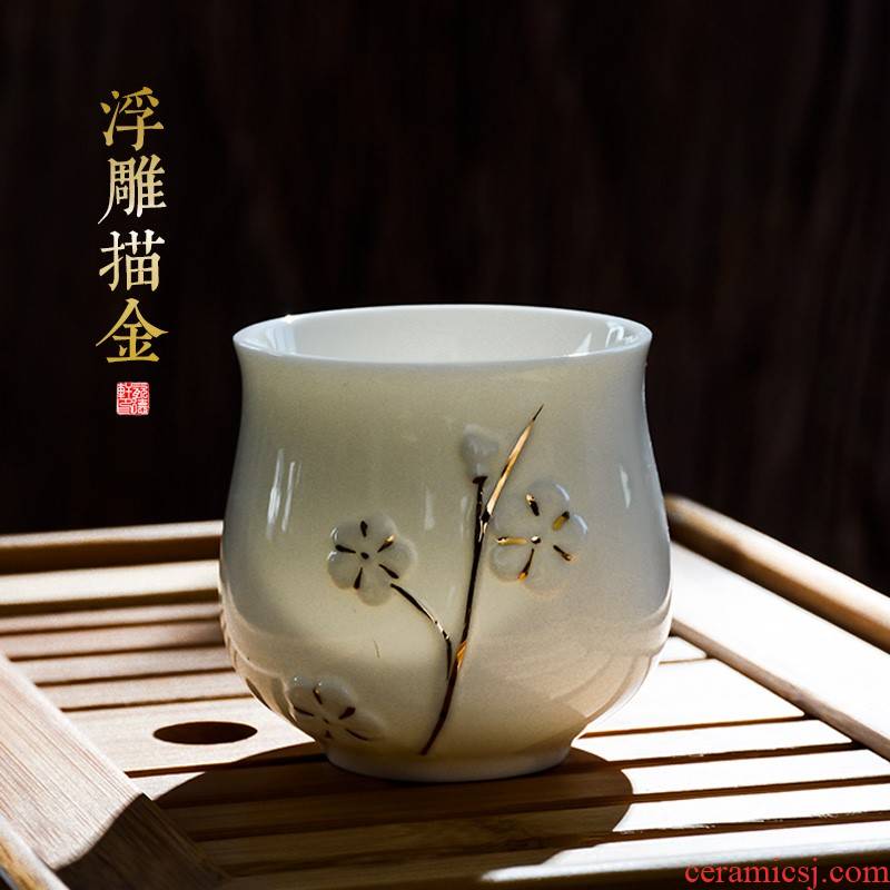 Kung fu tea cups a single cup of master cup jingdezhen tea sample tea cup elder brother up with porcelain ceramic cups, ceramic restoring ancient ways