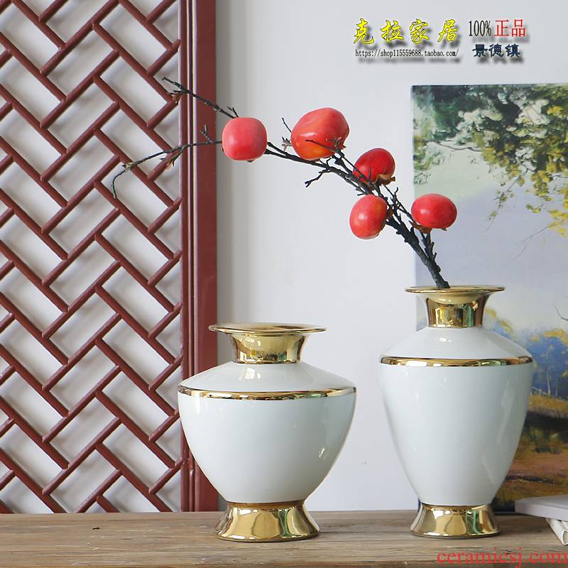 Authentic jingdezhen ceramic vases, new Chinese style is I sitting room furnishing articles contracted white flower arranging up phnom penh European - style dress