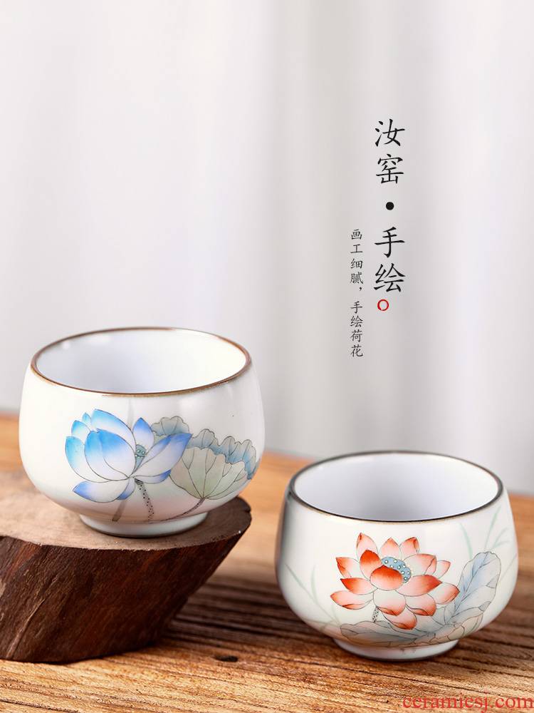 Master your up sample tea cup cup of pure manual single CPU jingdezhen ceramic hand - made kung fu tea lotus for a cup of tea
