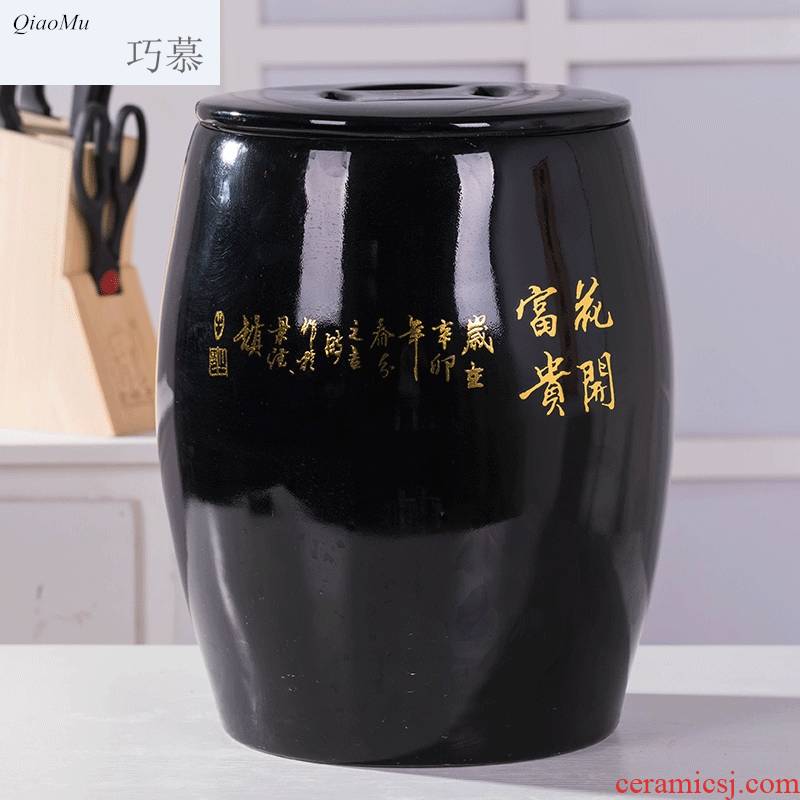 Qiao mu jingdezhen ceramic barrel household with cover pack ricer box store meter box 10 jins 20 jins seal storage tank is moistureproof