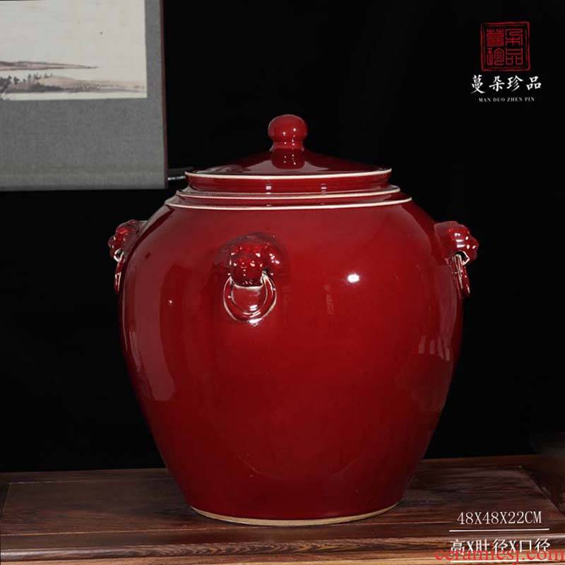 Jingdezhen red tiger porcelain cover pot type idea gourd storage cover pot wedding supplies new decorative porcelain