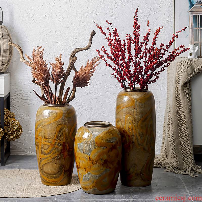 Restore ancient ways do old vase landing large American plug-in dried flowers sitting room hotel decoration ceramic coarse some ceramic pot furnishing articles