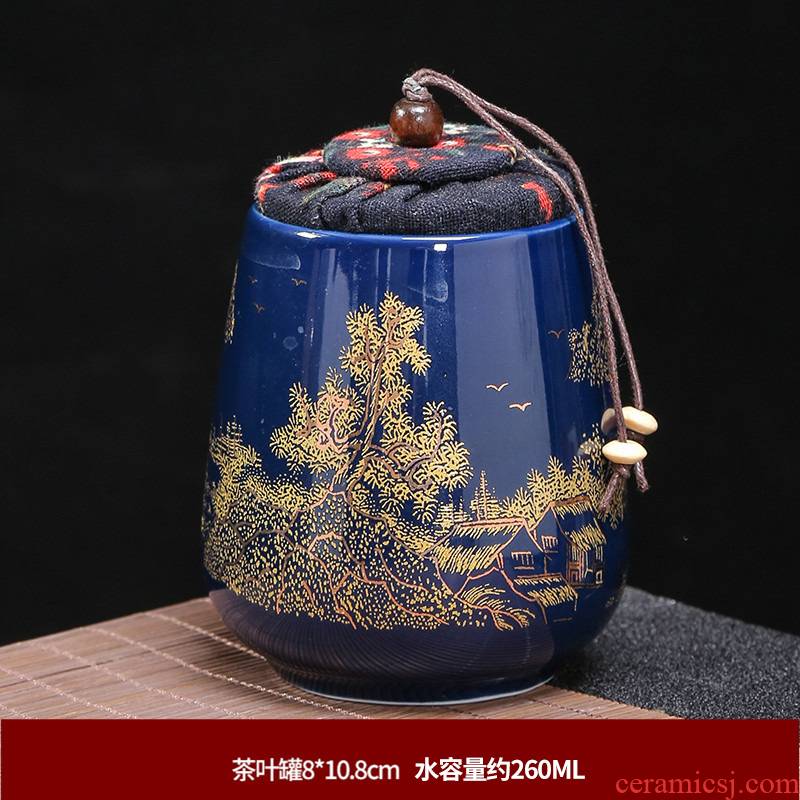 Tea pot ceramic trumpet celadon portable creative move fashion seal storage Tea pot home Tea caddy fixings