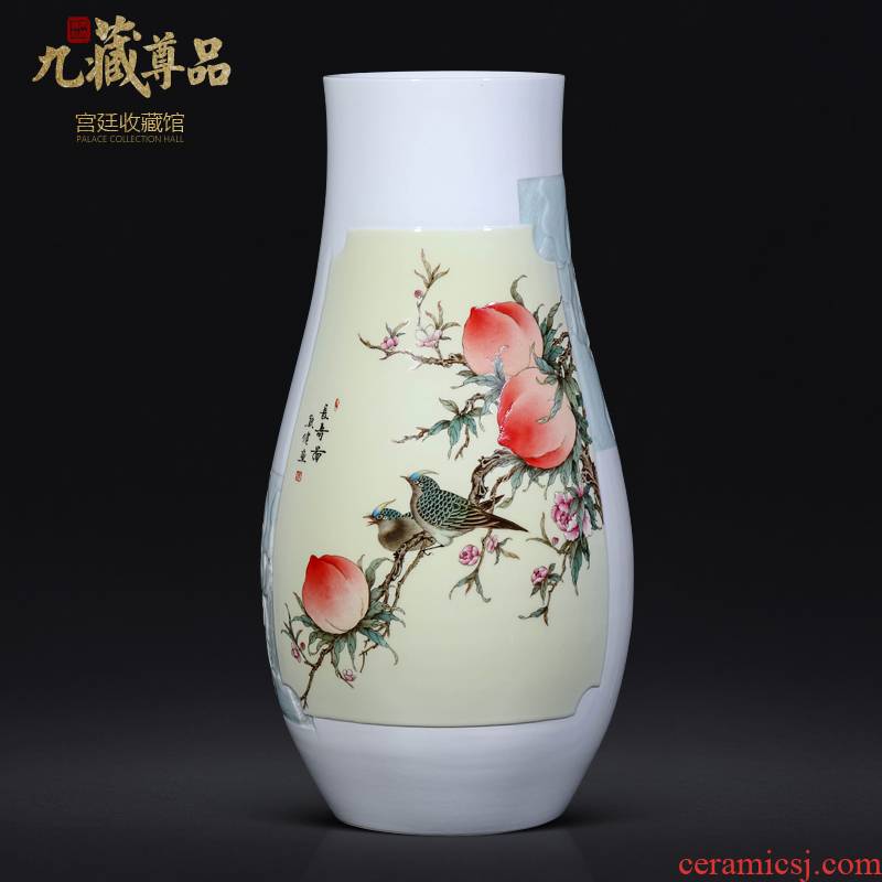 The Master of jingdezhen ceramics vase hand carved Chinese style living room porch decorate furnishing articles
