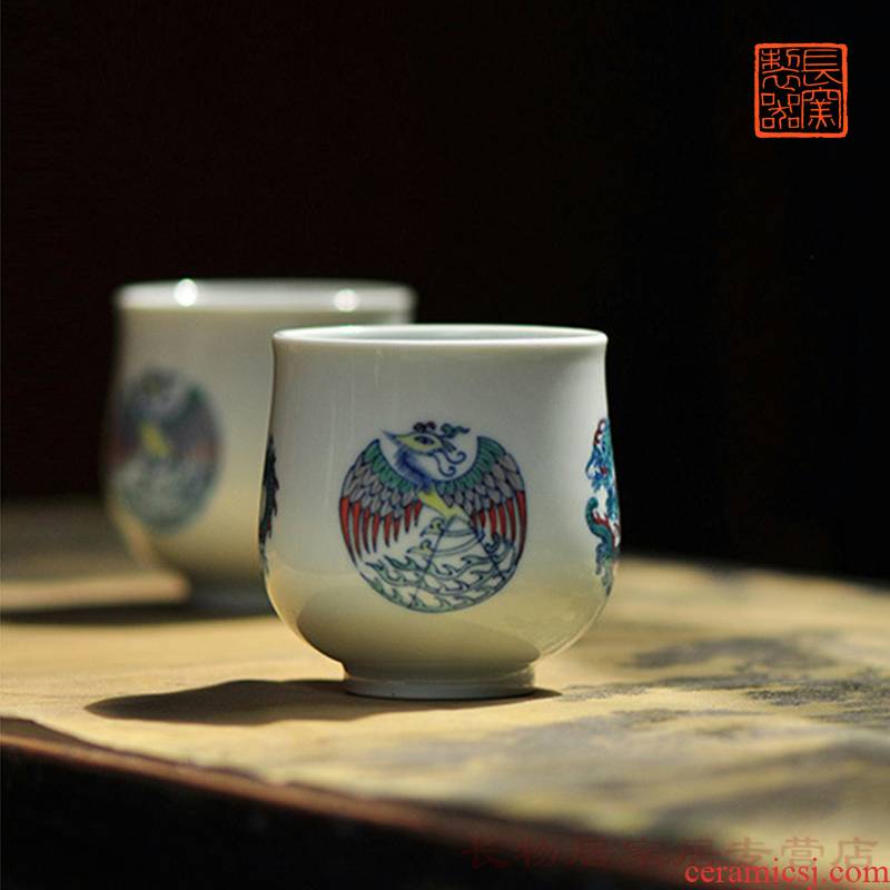 Offered home - cooked at flavour hand - made bucket CaiTuan dragon group chicken cup of archaize of jingdezhen ceramic tea set master sample tea cup in hand