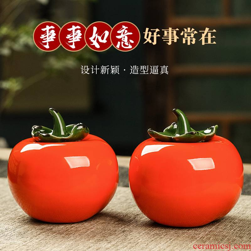 Ceramic persimmon tea pot bionic design of tomato travel carry as cans of jingdezhen small tea set positions