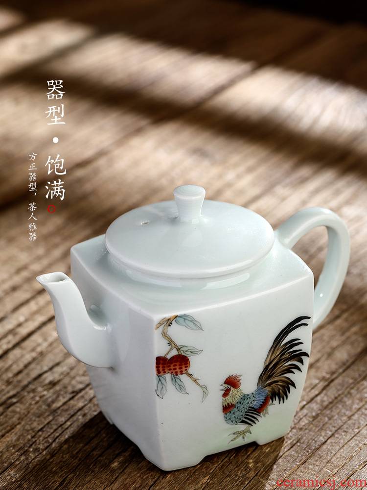 Jingdezhen pure manual hand - made big chicken ball hole, the teapot tea pot of single Chinese kung fu tea tea pot of ceramics