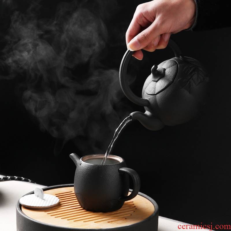 Qiao mu lava rock - electrical TaoLu ceramic boiling tea ware black tea kettle side soaked the pot of Japanese kung fu tea pot boil water