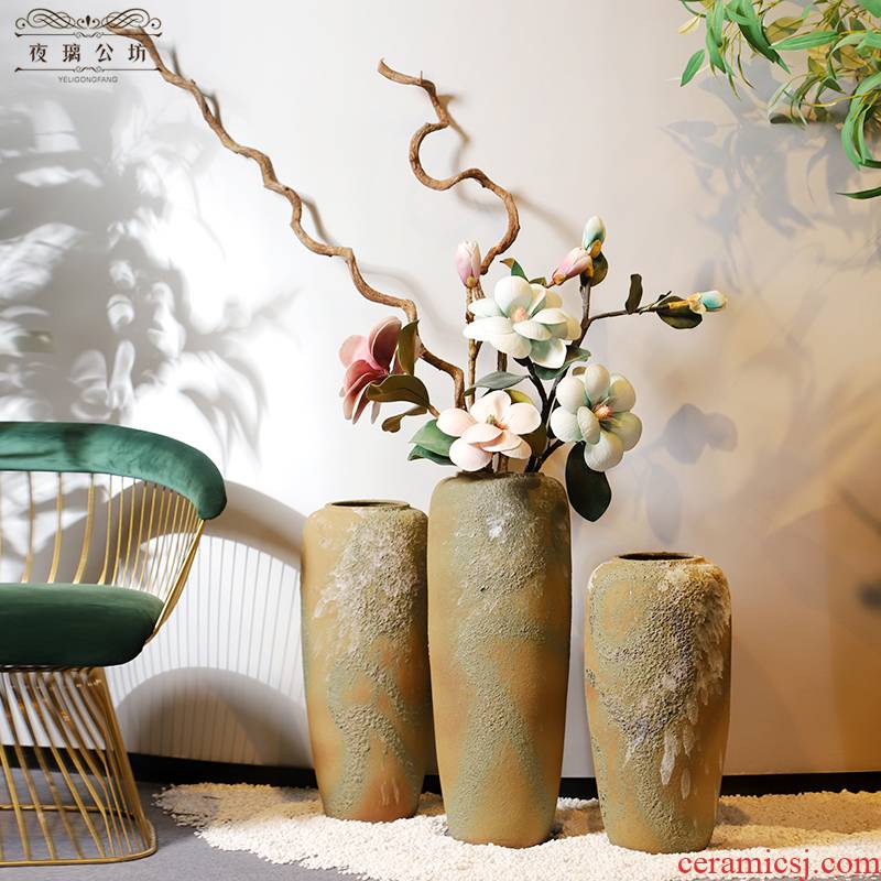 Jingdezhen be born long dry flower vase planting large restoring ancient ways is the sitting room TV ark, high furnishing articles nostalgic ceramics web celebrity