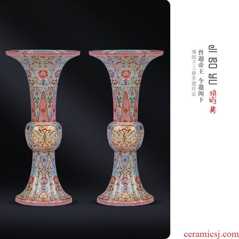 Imitation the qing qianlong hand - made enamel paint sitting room porch study flower arranging flower vase with jingdezhen ceramics decoration furnishing articles