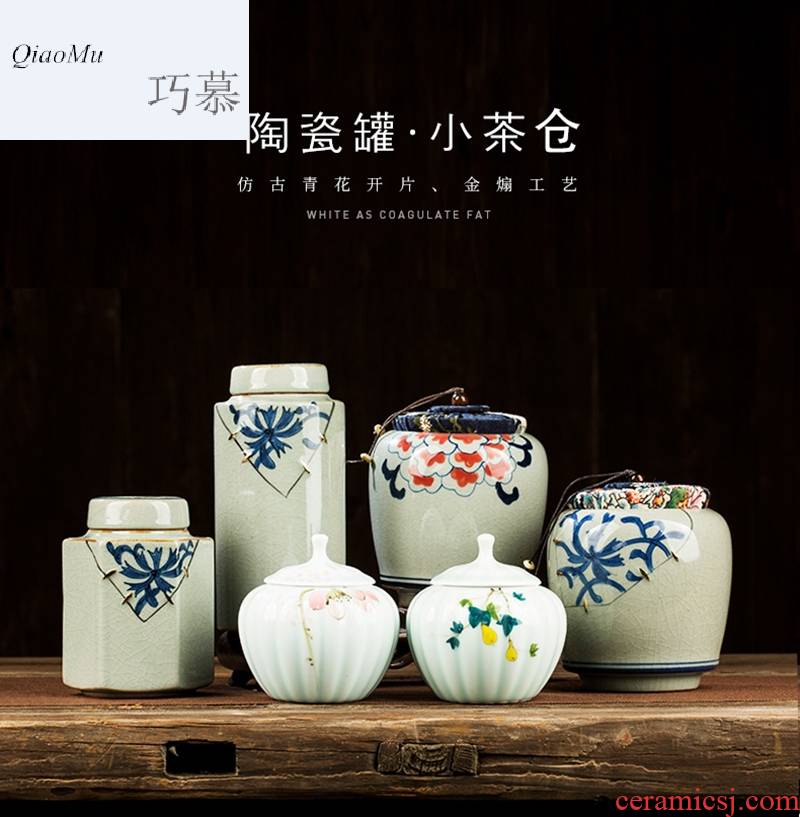 Qiao mu CMJ caddy fixings warehouse sealed storage storage POTS jingdezhen hand - made ceramic tea pu 'er tea can travel