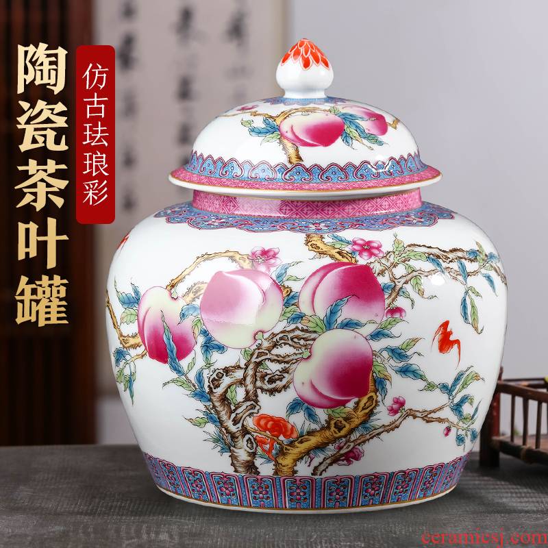 Jingdezhen ceramic tea pot household size restoring ancient ways with cover moistureproof pu - erh tea and tea sealed as cans of storage tank