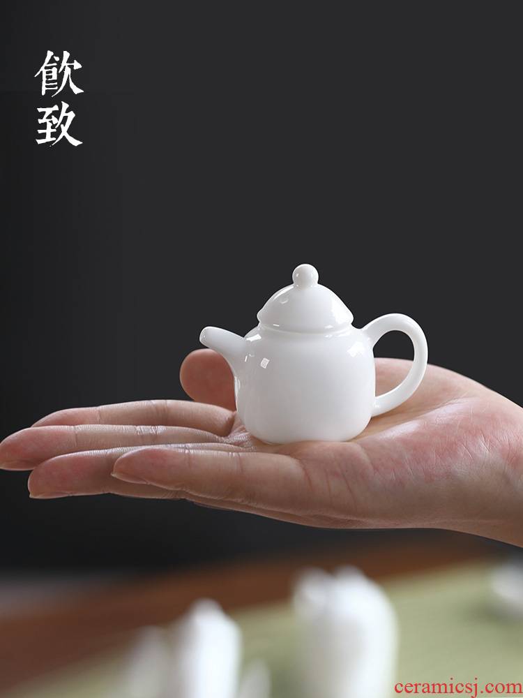 Ultimately responds to pocket mini white porcelain teapot fingertips pot small tea furnishing articles pure manual single pot ceramic not purple