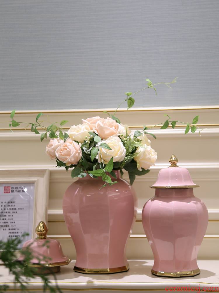 Jingdezhen decorates sitting room porch light European - style key-2 luxury furnishing articles vase simulation for household decoration flower flower arranging flowers