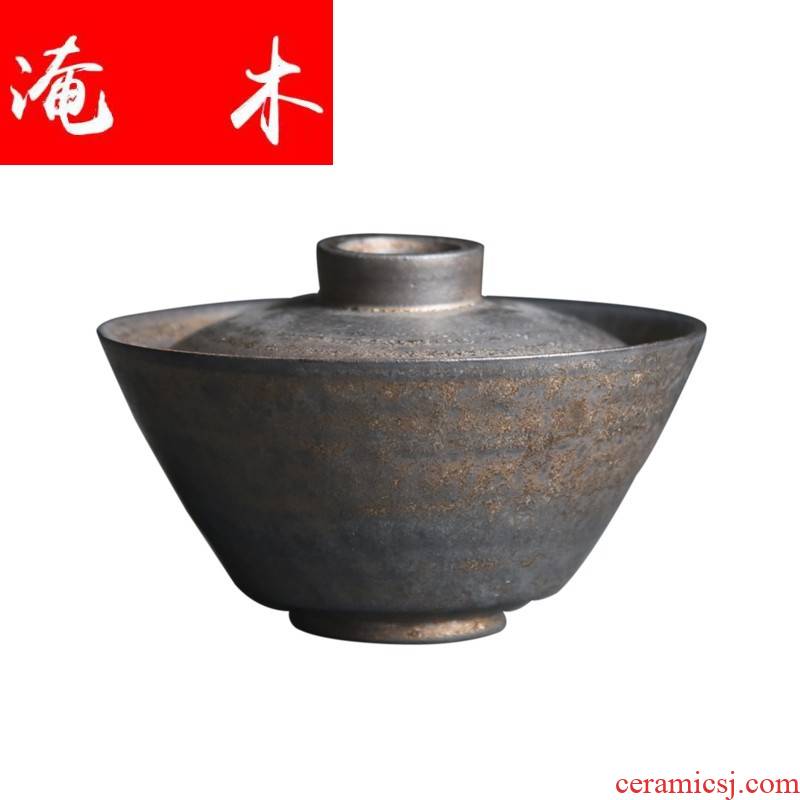 Submerged wood checking coarse pottery tureen up metal glaze tureen coarse pottery tea gold make tea bowl
