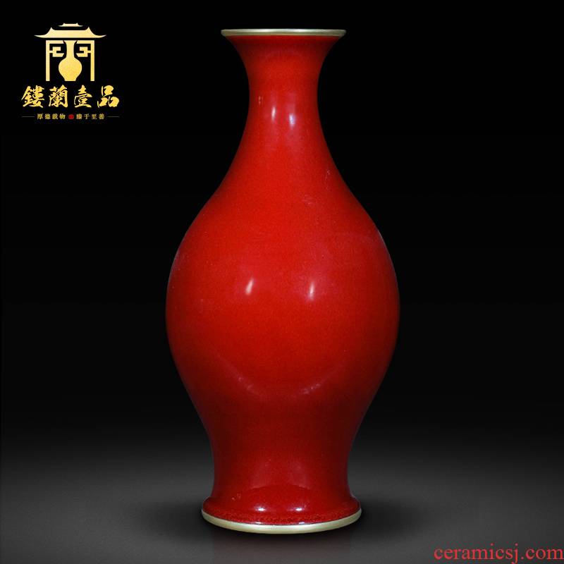 Jingdezhen ceramics ruby red glaze see colour olive new Chinese style household vase sitting room adornment collection furnishing articles