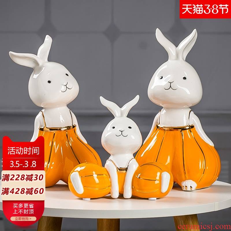 Lucky rabbit "and the sheep ceramic furnishing articles three wine accessories creative home TV ark, Nordic light of key-2 luxury
