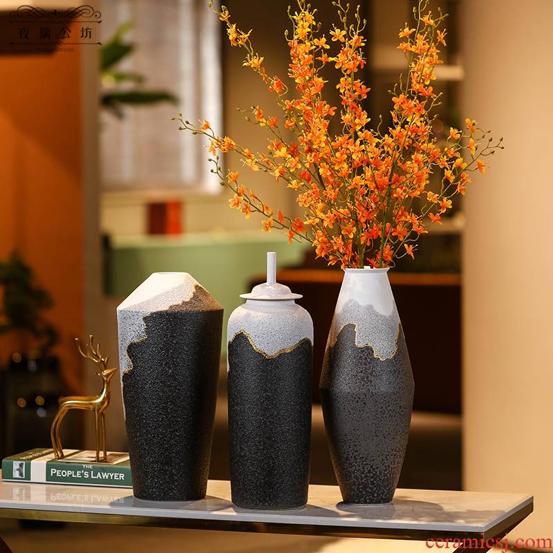 Simple ceramic furnishing articles new grinding process vases, flower arrangement, the modern household adornment style living room