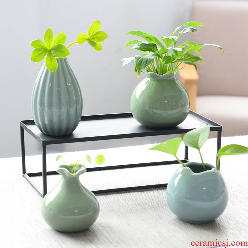 Modern creative little sitting room adornment flowers fresh celadon vase household furnishing articles grass cooper hydroponic flowers in the container