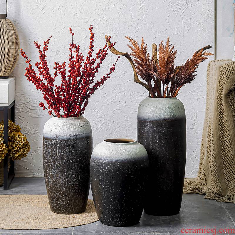 Restoring ancient ways of large vase furnishing articles manually inserted dried flowers coarse pottery, villa and courtyard flower implement archaize hydroponic flower pot