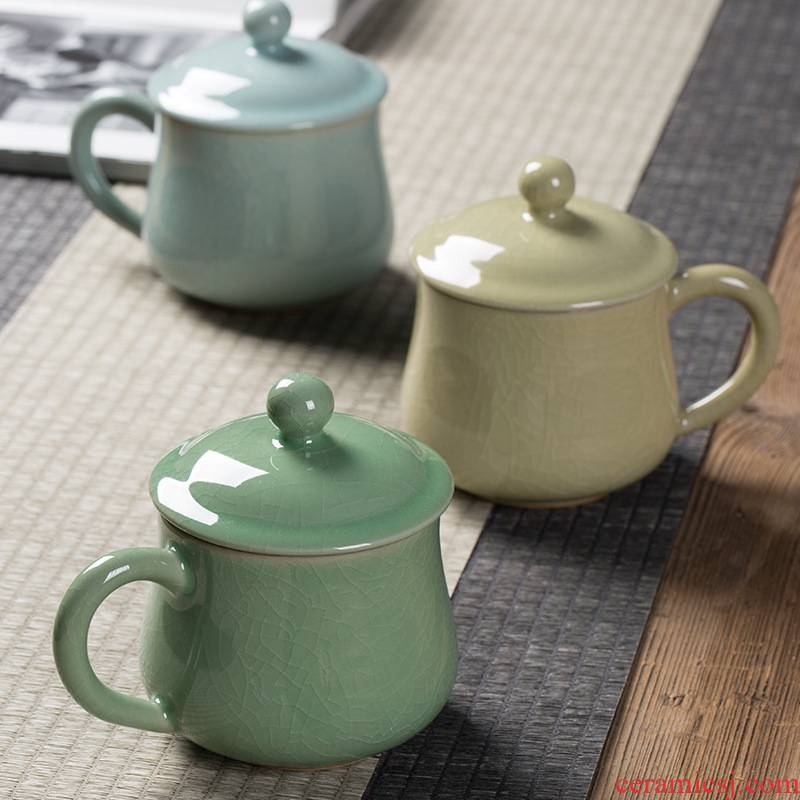 Longquan celadon ceramic cups office of Chinese style household archaize crack mark cup personal special tea cups