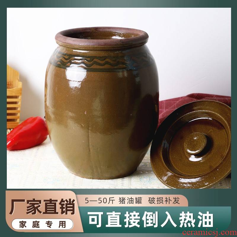 Pickles cylinder crock earthenware jar with cover household kitchen old high temperature resistant containers Chinese seasoning the pot