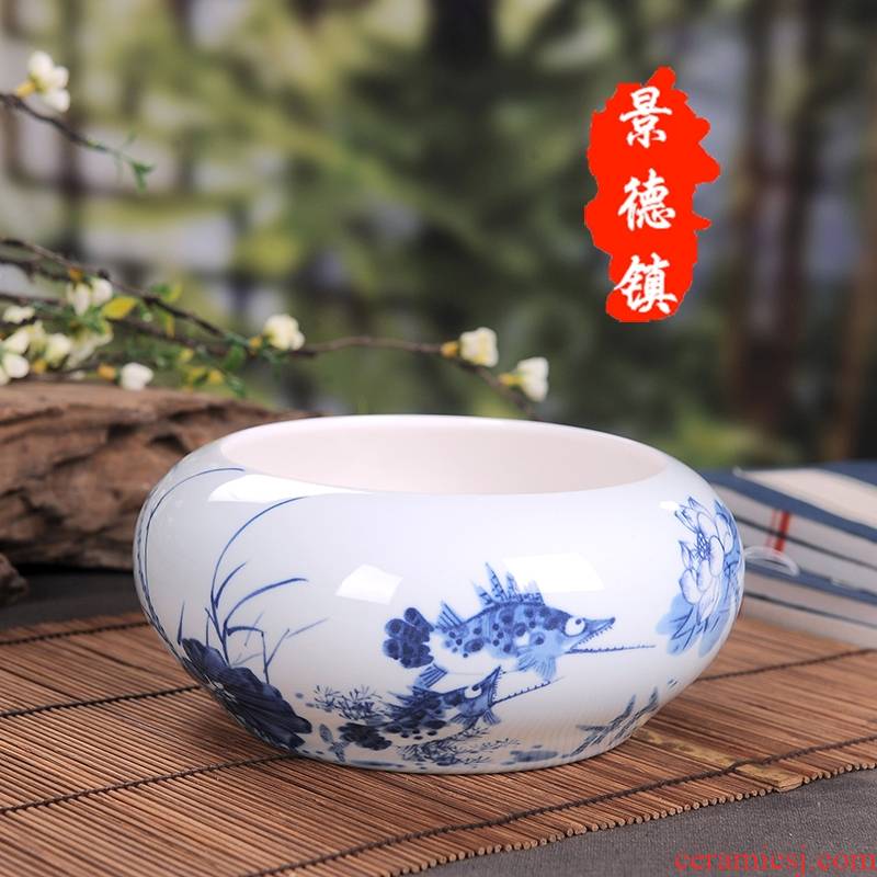 Qiao mu JDL jingdezhen ceramic tea to wash large writing brush washer ceramic tea set with parts of blue and white porcelain tea taking zero with a water jar