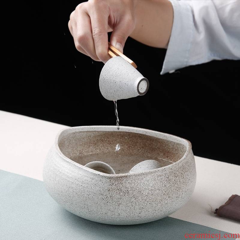 Qiao mu coarse pottery triangle tea wash to ceramic wash bowl washing dishes kung fu tea accessories cup hot wash to the writing brush washer from cylinder