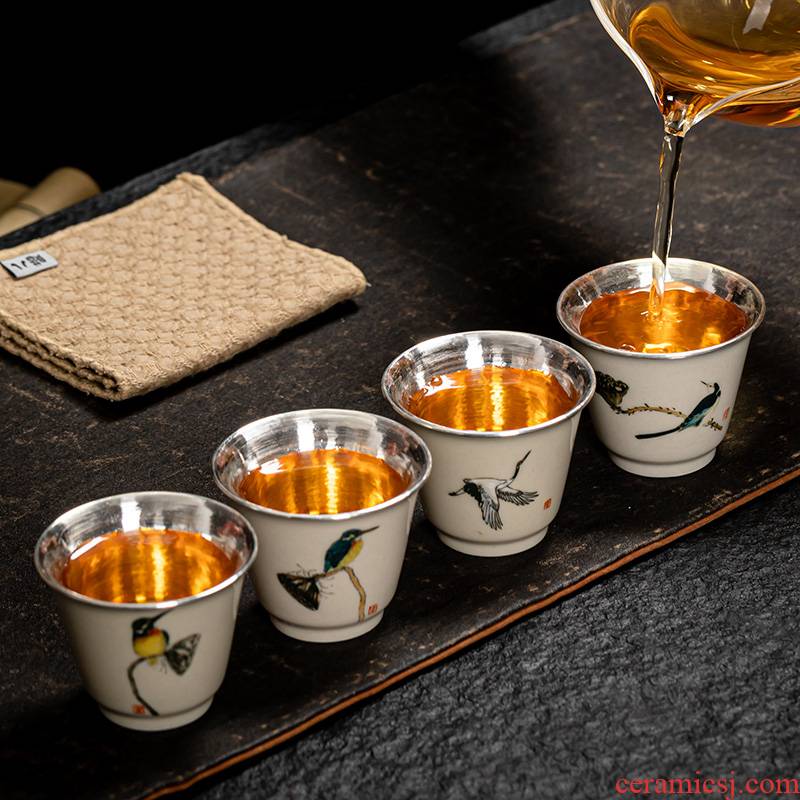 High - end hand - made tea cup, master cup single CPU female male individual special porcelain silvering glass cups sample tea cup