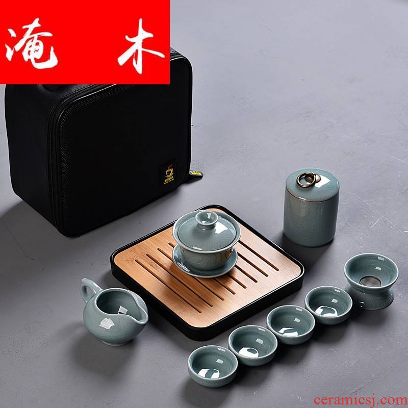 Flooded your up of wood tea set suit portable bag home only three tureen ceramic cups kung fu tea set dry tea tray