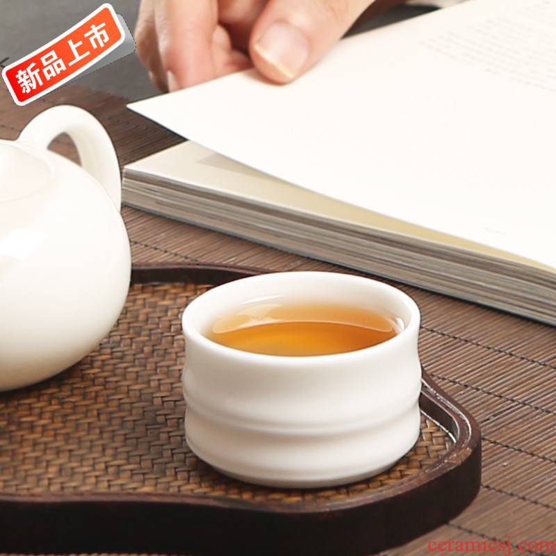 Dehua white porcelain tea set household kung fu master sample tea cup suet jade ceramic cups cup single CPU pu 'er tea light