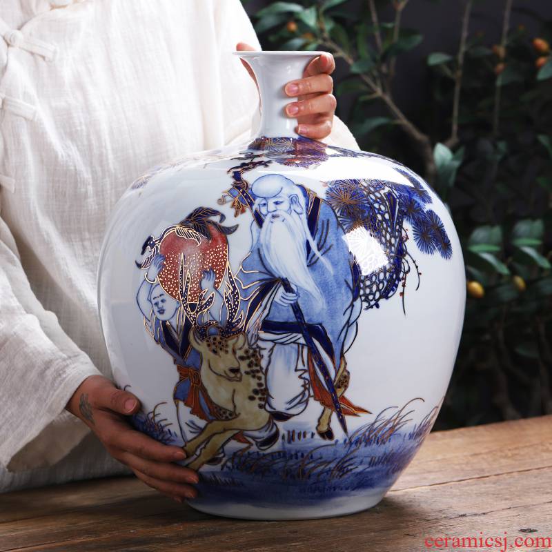 Jingdezhen ceramics hand - made paint pomegranates of blue and white porcelain bottle large vases, sitting room of Chinese style household decorations furnishing articles