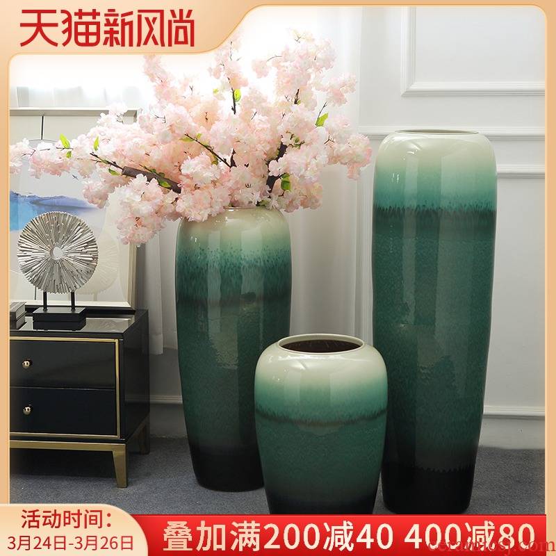 Jingdezhen landing big vase furnishing articles of new Chinese style living room light flower arranging ceramics key-2 luxury villa hotel soft decoration