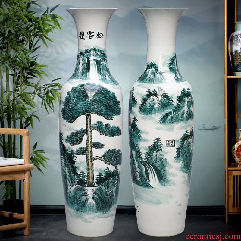 Jingdezhen ceramics hand - made guest - the greeting pine of large vases, sitting room of Chinese style household furnishing articles hotel opening gifts
