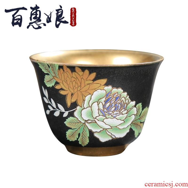 (niang ceramic gold cup their hands to spend gold master cup of tea light cup coppering. As silver sample tea cup by hand work