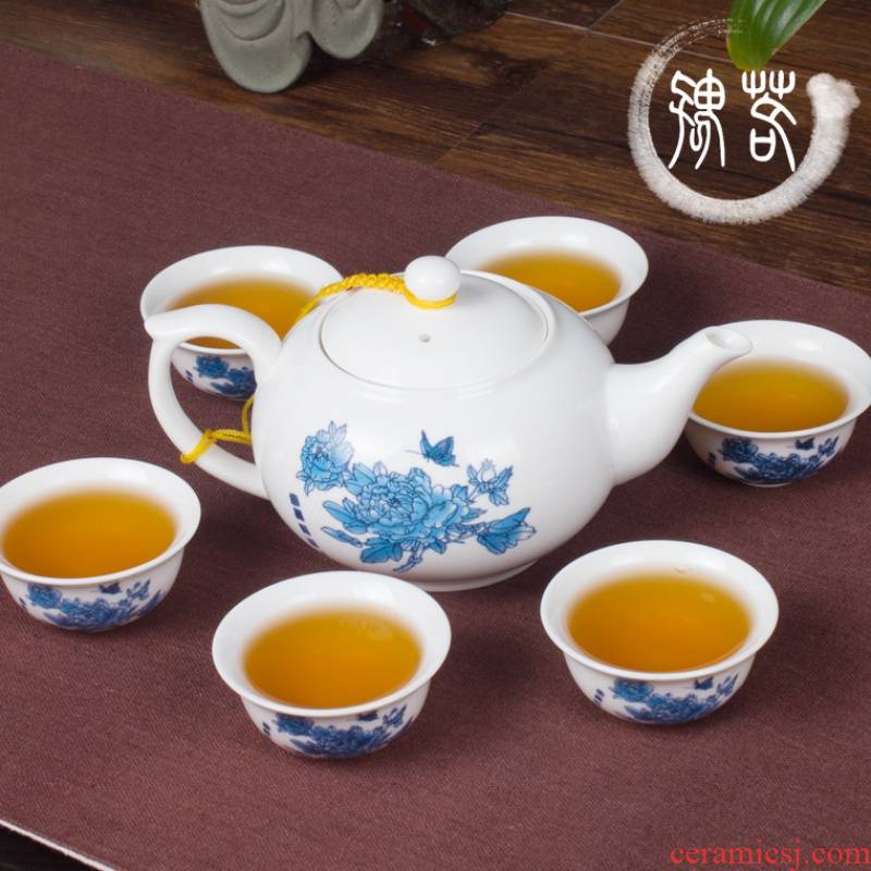 The kitchen ceramic kung fu tea set special porcelain tea set a pot of six cup teapot teacup