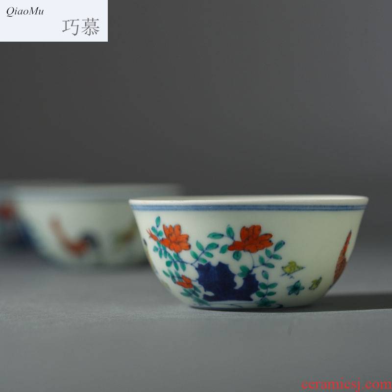 Qiao mu 280 da Ming chenghua chicken color bucket cylinder cup jingdezhen hand - made manual archaize ceramic tea cups