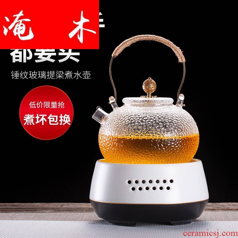 Flooded wooden Japanese black tea the pot of tea, the electric hammer heat - resistant glass TaoLu cook mercifully tea kettle household whole