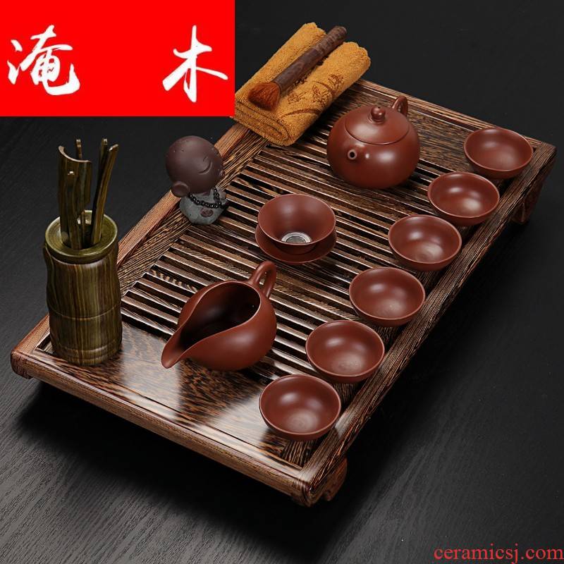Flooded wenge wood tea tray was violet arenaceous household utensils and exquisite kung fu suit real wood of a complete set of small tea tea